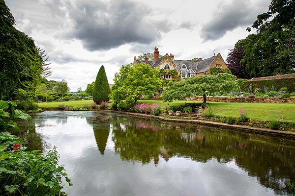 View across the lake towards the manor 